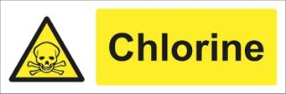 Picture of Warning Chlorine Safety Sign - Self Adhesive Sticker 300mm x 100mm