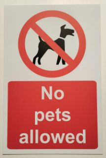 Picture of No Pets Allowed Safety Sign - Self Adhesive Sticker (200mm x 150mm)