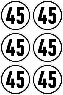 Picture of Max Speed 45 Sign, 100mm Circle - Pack of 6 Stickers on A4 Sheet