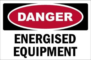 Picture of Danger, Energised equipment safety sign - Self adhesive sticker (200mm x 150mm)
