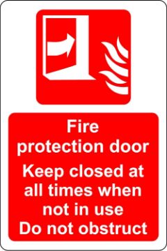 Picture of Fire protection door keep closed at all times when not in use Do not obstruct Safety sign - 1.2mm Rigid plastic 200mm x 150mm